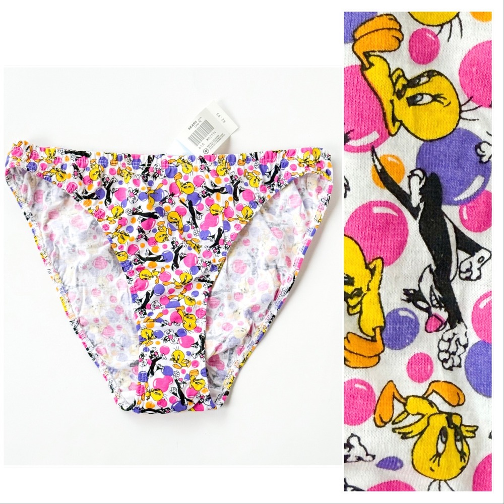 Vintage 90s NOS Looney Tunes Tweety Sylvester Bikini Panties Underwear Women's 7